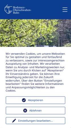 Vorschau der mobilen Webseite www.bob-fn.de, BOB Bodensee-Oberschwaben-Bahn GmbH