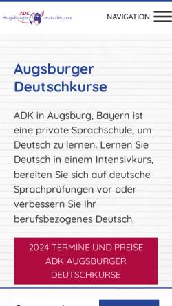 Vorschau der mobilen Webseite adk-german-courses.com, Augsburger Deutschkurse