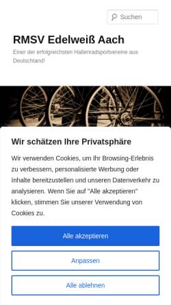 Vorschau der mobilen Webseite www.rmsv-aach.de, Hallenradsportverein RMSV Edelweiss 1899 Aach e.V.
