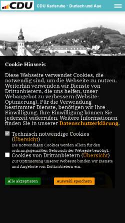 Vorschau der mobilen Webseite www.cdu-durlach.de, CDU Durlach