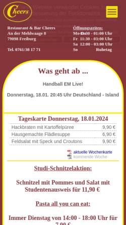 Vorschau der mobilen Webseite www.cheers-freiburg.de, Cheers