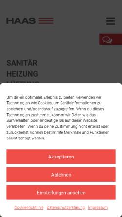 Vorschau der mobilen Webseite www.haas-sanitaer.de, Sanitär Haas