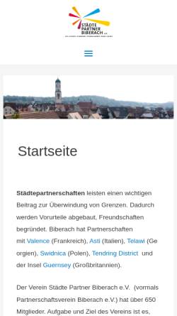 Vorschau der mobilen Webseite www.partnerschaftsverein-biberach.de, Partnerschaftsverein Biberach