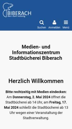 Vorschau der mobilen Webseite www.medienzentrum-biberach.de, Stadtbücherei Biberach