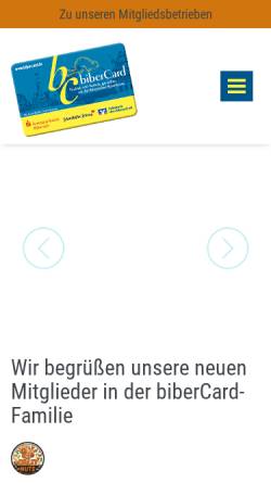 Vorschau der mobilen Webseite www.bibercard.de, BiberCard