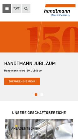 Vorschau der mobilen Webseite www.handtmann.de, Handtmann-Gruppe