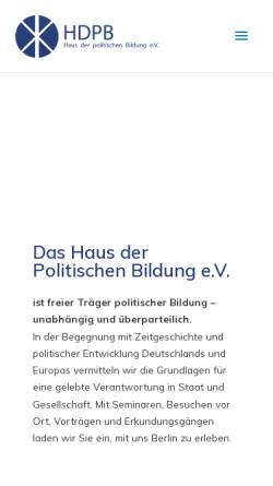 Vorschau der mobilen Webseite www.hdpb.de, HDPB - Haus der Politischen Bildung e.V.