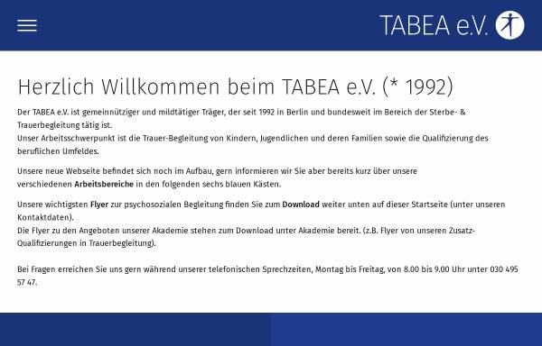 Vorschau von www.tabea-ev.de, Tabea e.V.