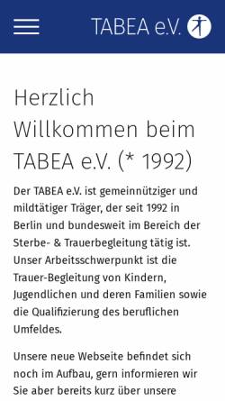 Vorschau der mobilen Webseite www.tabea-ev.de, Tabea e.V.
