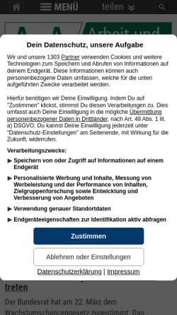 Vorschau der mobilen Webseite www.arbeit-und-arbeitsrecht.de, Arbeit und Arbeitsrecht