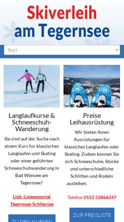 Vorschau der mobilen Webseite www.skiverleih-tegernsee.de, Skiverleih am Tegernsee