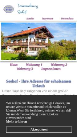 Vorschau der mobilen Webseite www.gaestehaus-seehof.de, Gästehaus Seehof