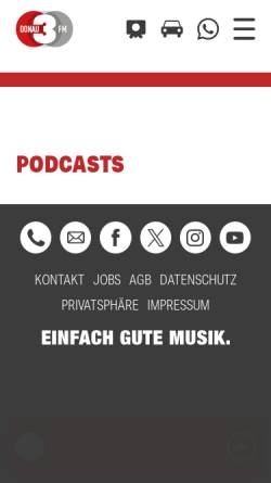 Vorschau der mobilen Webseite www.donau3fm.de, M.O.R.E. Lokalfunk Baden-Württemberg GmbH & Co. KG (Donau 3 FM)