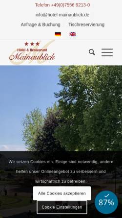 Vorschau der mobilen Webseite www.hotel-mainaublick.de, Hotel Restaurant Mainaublick
