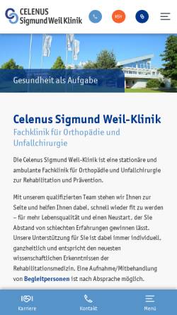 Vorschau der mobilen Webseite www.sigmund-weil-klinik.de, Sigmund Weil Klinik