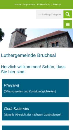 Vorschau der mobilen Webseite luthergemeinde-bruchsal.de, Evangelische Luther-Gemeinde Bruchsal