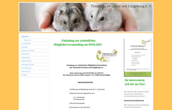 Vorschau von www.tierheim-bruchsal.de, Tierschutz Bruchsal und Umgebung e. V.