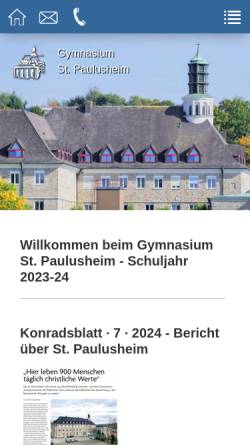 Vorschau der mobilen Webseite www.paulusheim.de, Privates Gymnasium St. Paulusheim