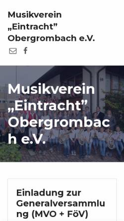 Vorschau der mobilen Webseite www.musikverein-obergrombach.de, Musikverein Eintracht Obergrombach e.V.