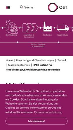 Vorschau der mobilen Webseite ipek.hsr.ch, Institut für Produktdesign, Entwicklung und Konstruktion