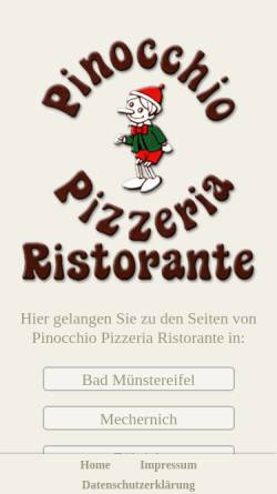 Vorschau der mobilen Webseite www.pinocchio.de, Ristorante Pizzeria Pinocchio