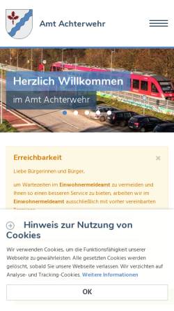 Vorschau der mobilen Webseite www.amt-achterwehr.de, Amt Achterwehr