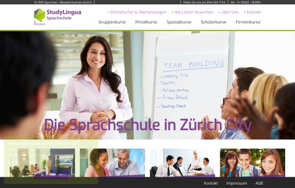 Vorschau von www.rhzsprachen.ch, Reisehochschule Zürich