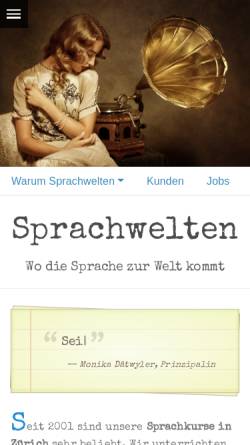 Vorschau der mobilen Webseite sprachwelten.ch, Sprachwelten
