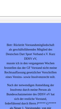 Vorschau der mobilen Webseite www.ddsvev.de, Deutscher Dart Sport Verband e.V. (DDSV)