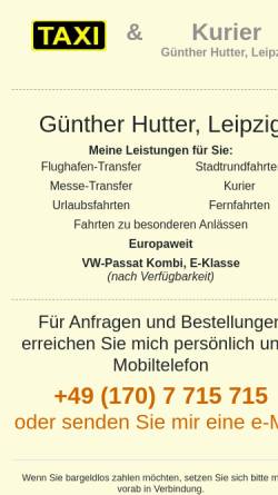 Vorschau der mobilen Webseite taxi-hutter.de, Taxibetrieb & Kurierdienst Günther Hutter