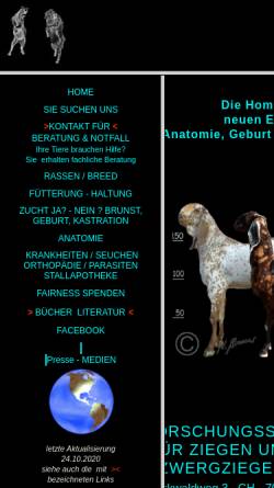Vorschau der mobilen Webseite www.zwergziegen.ch, Forschungsstation für Zwergziegen und Ziegen
