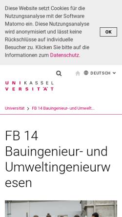 Vorschau der mobilen Webseite www.uni-kassel.de, Fachgebiet Wasserbau und Wasserwirtschaft der Universität Kassel