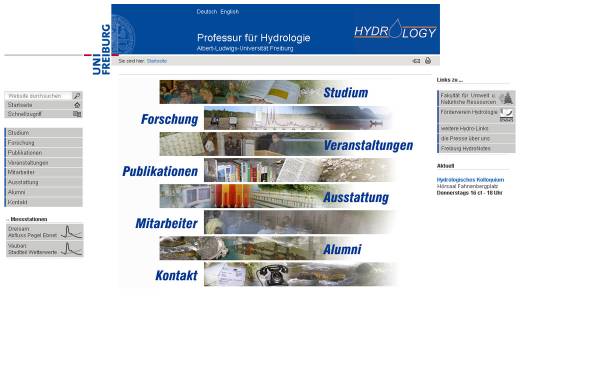Vorschau von www.hydrology.uni-freiburg.de, Institut für Hydrologie der Universität Freiburg