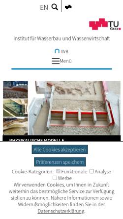 Vorschau der mobilen Webseite www.hydro.tugraz.at, Institut für Wasserbau und Wasserwirtschaft der Technischen Universität Graz