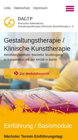 Vorschau der mobilen Webseite www.dagtp.de, Deutscher Arbeitskreis Gestaltungstherapie (DAGTP)