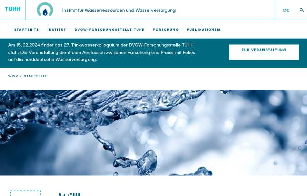 Vorschau von www.tu-harburg.de, Institut für Wasserressourcen und Wasserversorgung