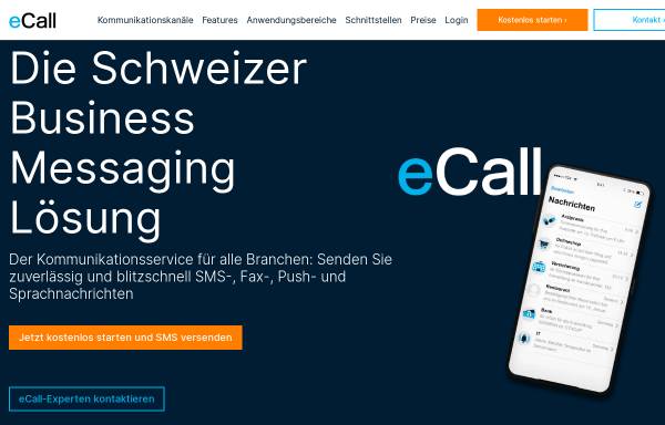 Vorschau von ecall-messaging.com, eCall Business Messaging by F24 Schweiz AG