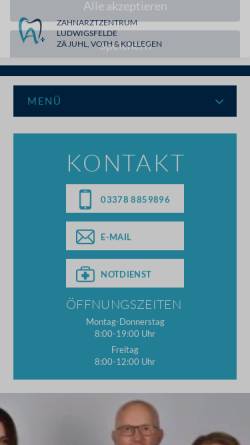 Vorschau der mobilen Webseite www.zahnarztpraxis-juhl.de, Dipl. Stomat. MSc Michael Juhl