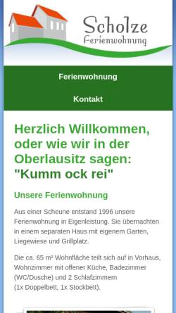 Vorschau der mobilen Webseite www.ferienwohnung-scholze.de, Ferienwohnung Scholze
