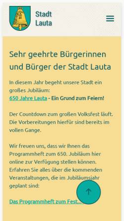 Vorschau der mobilen Webseite www.lauta.de, Stadt Lauta