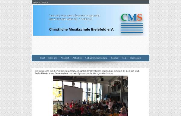 Vorschau von www.cms-bielefeld.de, Chritsliche Musikschule Bielefeld e.V.