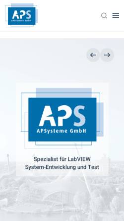 Vorschau der mobilen Webseite www.apsysteme.de, APSysteme, Ingenieurbüro für Messsystementwicklung