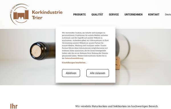 Vorschau von www.korkindustrie.de, Korkindustrie Trier - Naturkorken