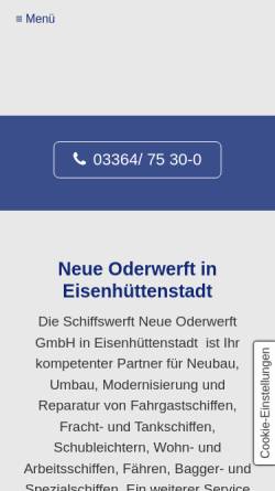 Vorschau der mobilen Webseite www.neue-oderwerft.de, Neue Oderwerft GmbH