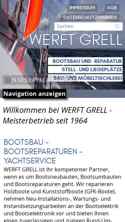 Vorschau der mobilen Webseite www.werft-grell.de, Werft und Tischlerei Grell