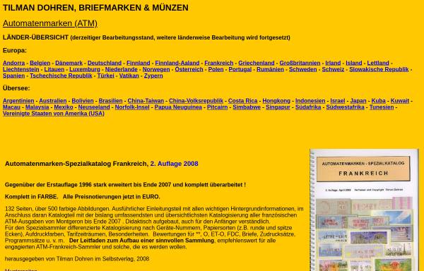 Vorschau von www.dohren-briefmarken.de, Automatenmarken: Weltweite Übersicht