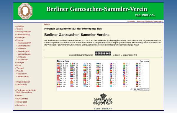 Vorschau von www.bgsv.de, Berliner Ganzsachen-Sammler-Verein von 1901 e. V.