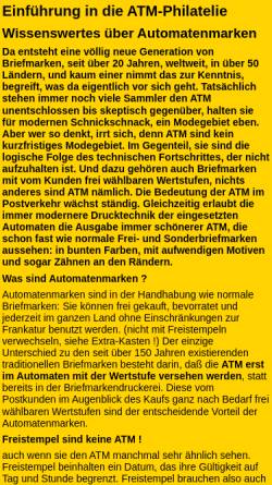 Vorschau der mobilen Webseite www.dohren-briefmarken.de, Einführung in die ATM-Philatelie