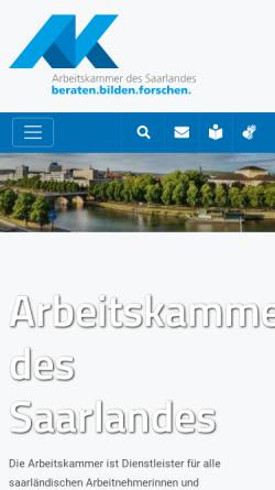 Vorschau der mobilen Webseite www.arbeitskammer.de, Arbeitskammer des Saarlandes