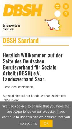Vorschau der mobilen Webseite www.dbsh-saar.de, DBSH Deutscher Berufsverband für soziale Arbeit e.V. Landesverband